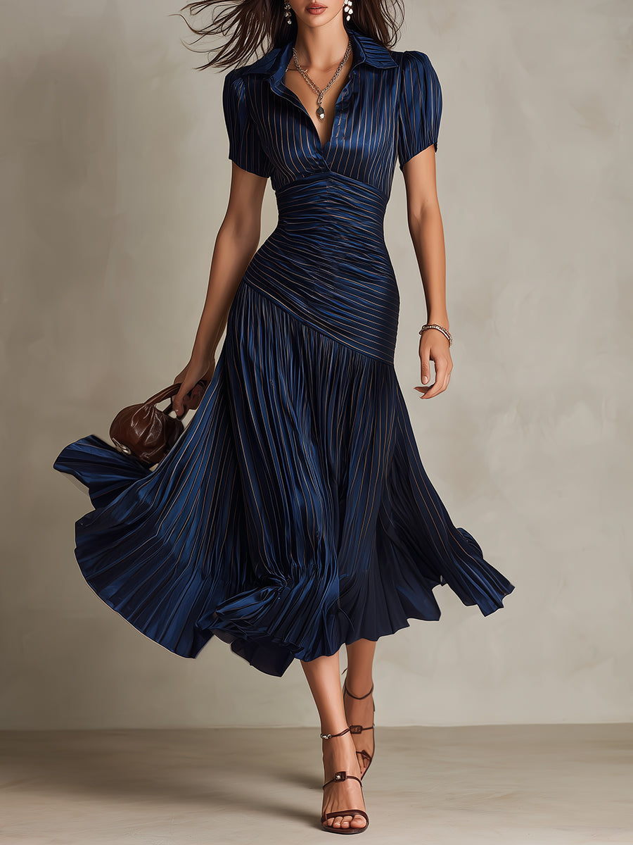 Arlena | Retro Striped Midi Dress
